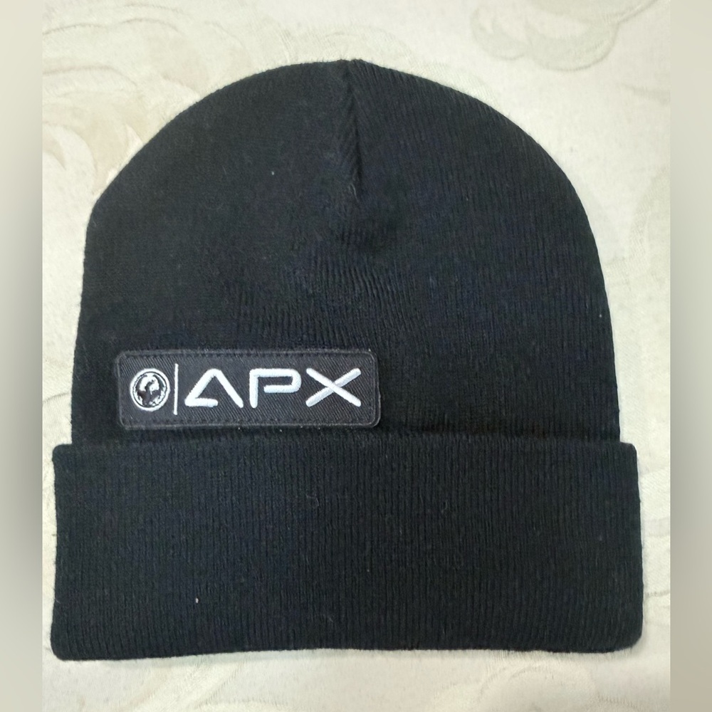 APX Black Knit‎ Beanie Hat Logo Patch One Size Unisex